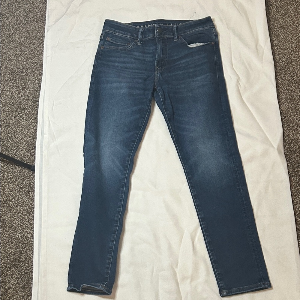 American Eagle Men’s Skinny Airflex 360 Outfitters Distressed Blue Skinny Jeans